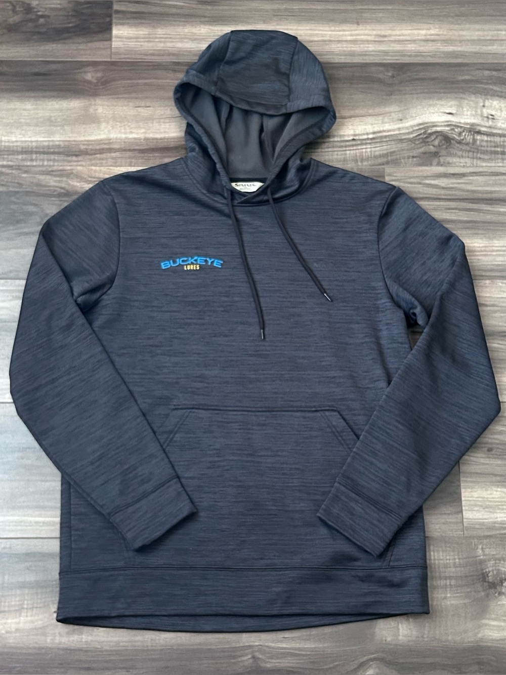 Simms Fishing Hoodie Men's Medium Gray Pullover Sweatshirt Outdoor Fleece